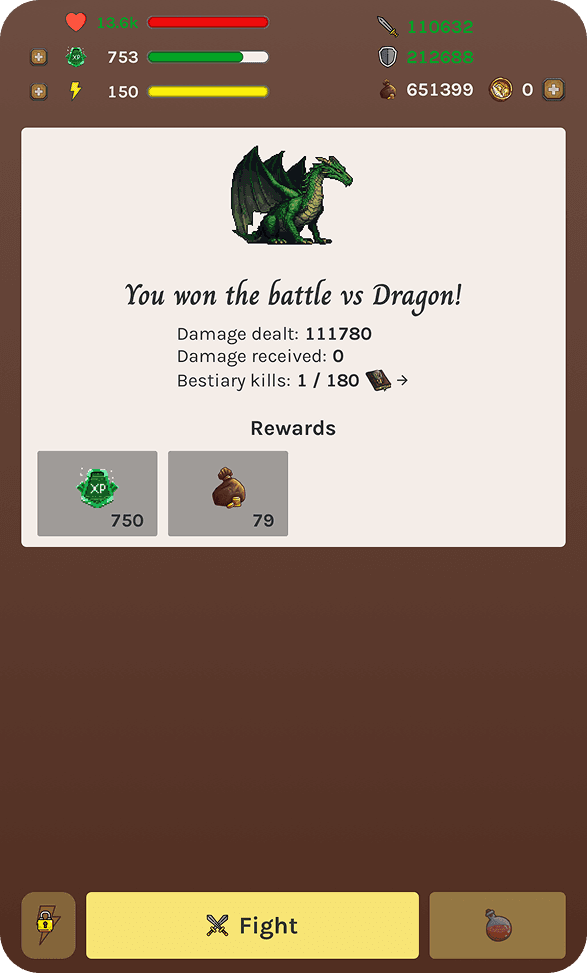 Win a fight and grow stronger in Malic's Legacy